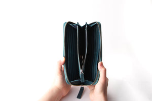 [Boosters]<br>Basic Italian Leather Long Zip Wallet